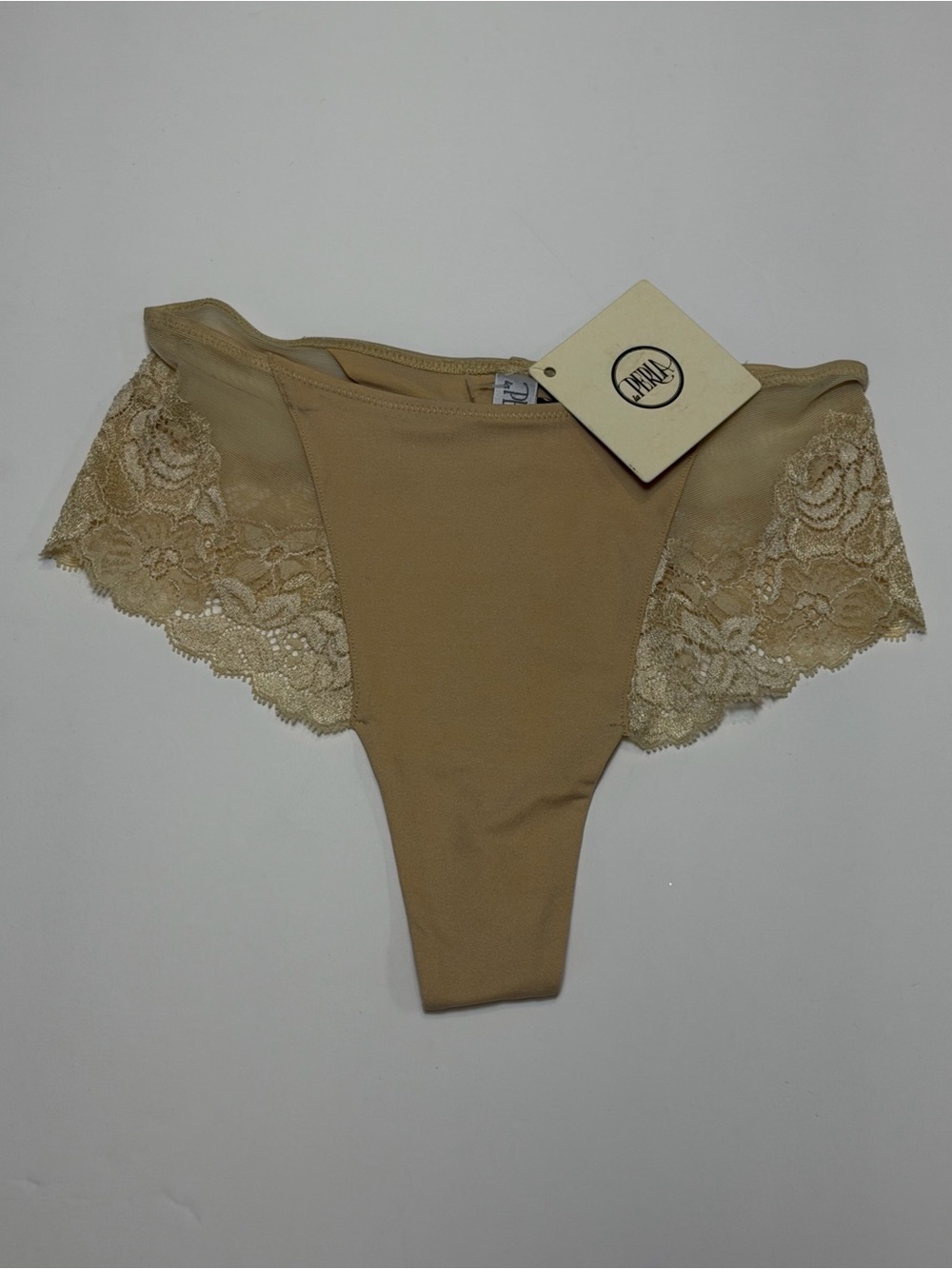 LaPerla NWT Lace-Trim Thong Panty in Nude